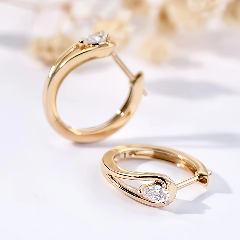 exquisite hoop earrings copper jewelry with geometric inlaid elegant leisure style match female daily outfits details 2