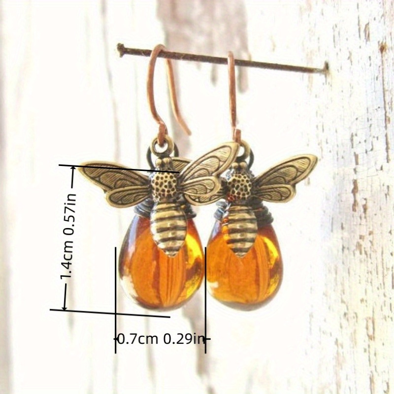 2pc fashion creative bohemian bee earrings jewelry animal jewelry earrings mens and womens earrings accessories birthday party anniversary gift christmas gift earrings for friends and lovers details 4