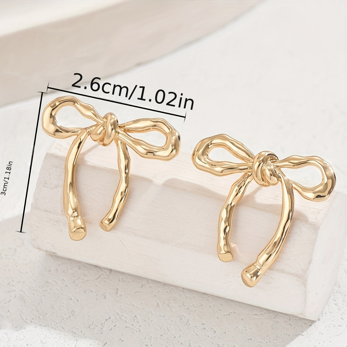 bowknot stud earrings 1 pair golden jewelry bohemian elegant style fashion ribbon bow jewelry for women details 4