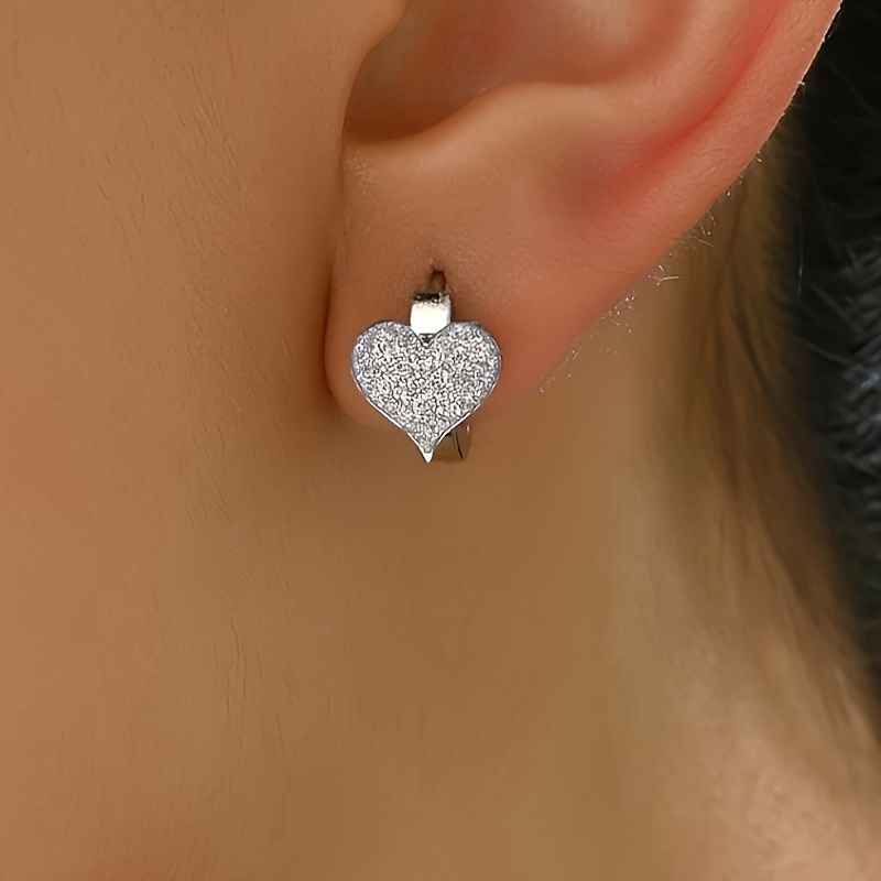 elegant stainless steel heart shaped frosted hoop earrings perfect for casual attire gifting details 3