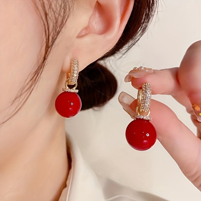 new style earrings with micro zircon and imitation pearl a luxurious and stylish   accessory halloween gift christmas gift details 0