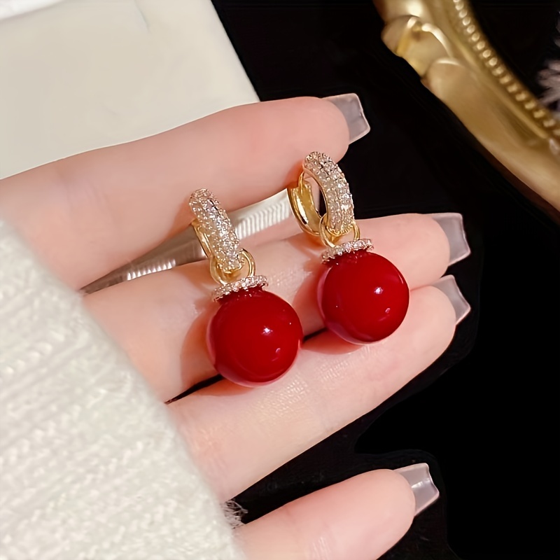 new style earrings with micro zircon and imitation pearl a luxurious and stylish   accessory halloween gift christmas gift details 2