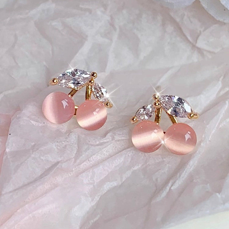 exquisite and compact cherry earrings light luxury and sweet temperament fruit earrings details 1