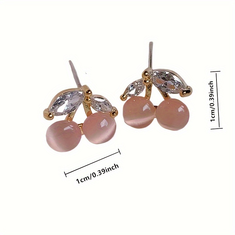 exquisite and compact cherry earrings light luxury and sweet temperament fruit earrings details 3