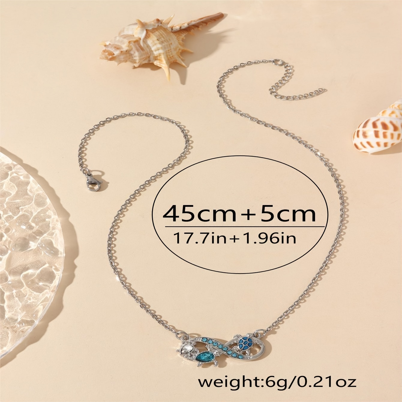 classic and resort style   match with little turtles design pendant inlay with blue rhinestone fashion silvery stainless necklace for daily wear   idea gift for friends details 2