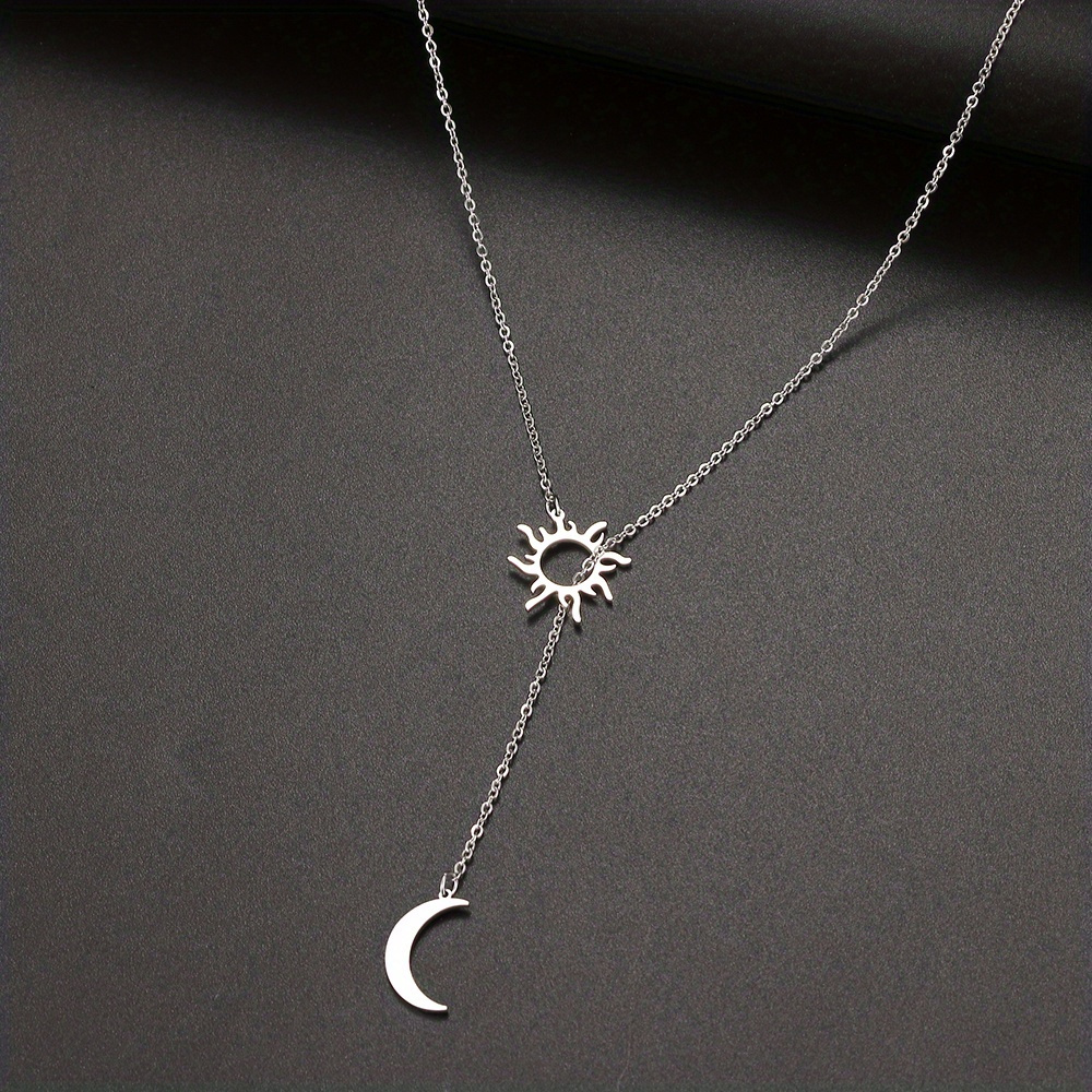 1pc bohemian style sun moon pendant necklace elegant minimalist 18k gold plated jewelry ideal for party holiday gift ramadan decor accessories details 1