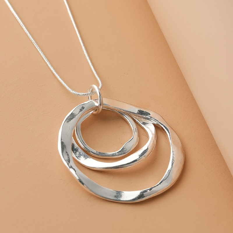 neutral irregular three ring pendant necklace exquisite fashionable personalized avant garde versatile daily travel party wear jewelry gift for women men details 1