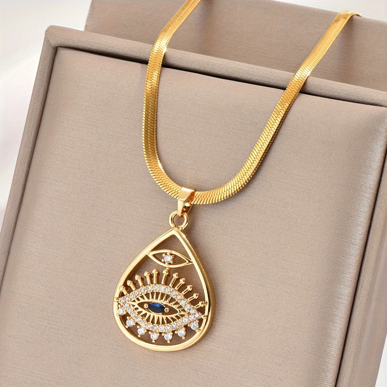 1pc   style golden copper hollow drop match   design pendant inlay shiny rhinestone necklace fashion delicate accessory for daily wear party idea gift for ladies details 0