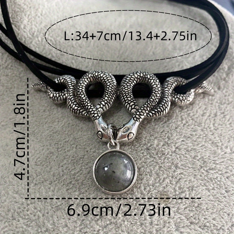 1pc vintage gothic double layer snake necklace hip hop simple short choker collar trend pendant collarbone chain girls necklace details 4