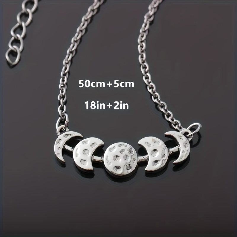 1pcs retro crescent moon eclipse pendant necklace for men details 3