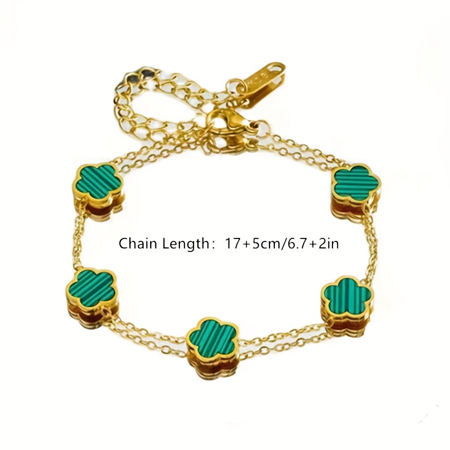 18k gold plated stainless steel flower bracelet daily wear festival charm no mosaic simple elegant bracelet ideal for valentines day gift details 3