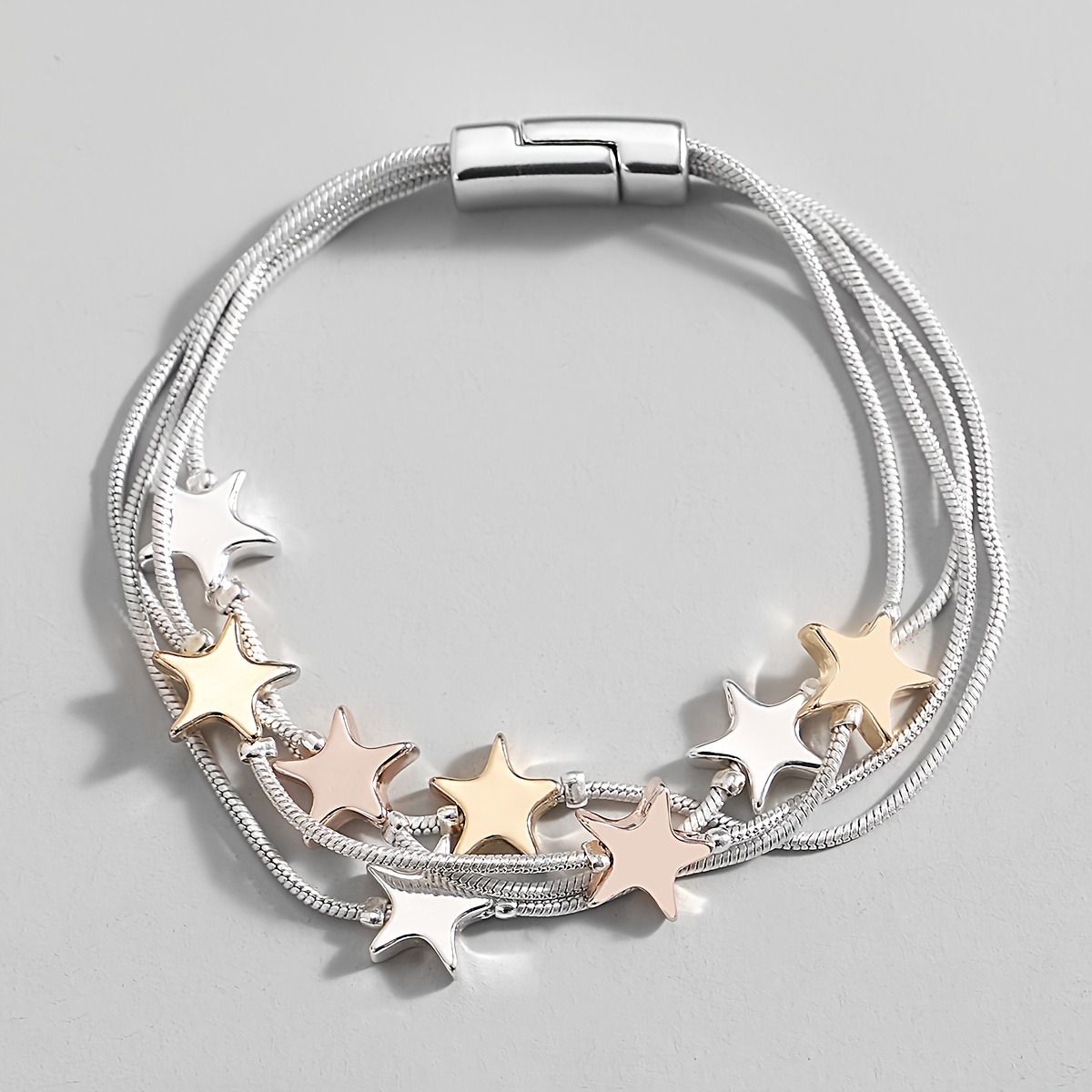 colorful star beaded bracelet with multi layer silvery chain perfect jewelry gift for parties events details 0