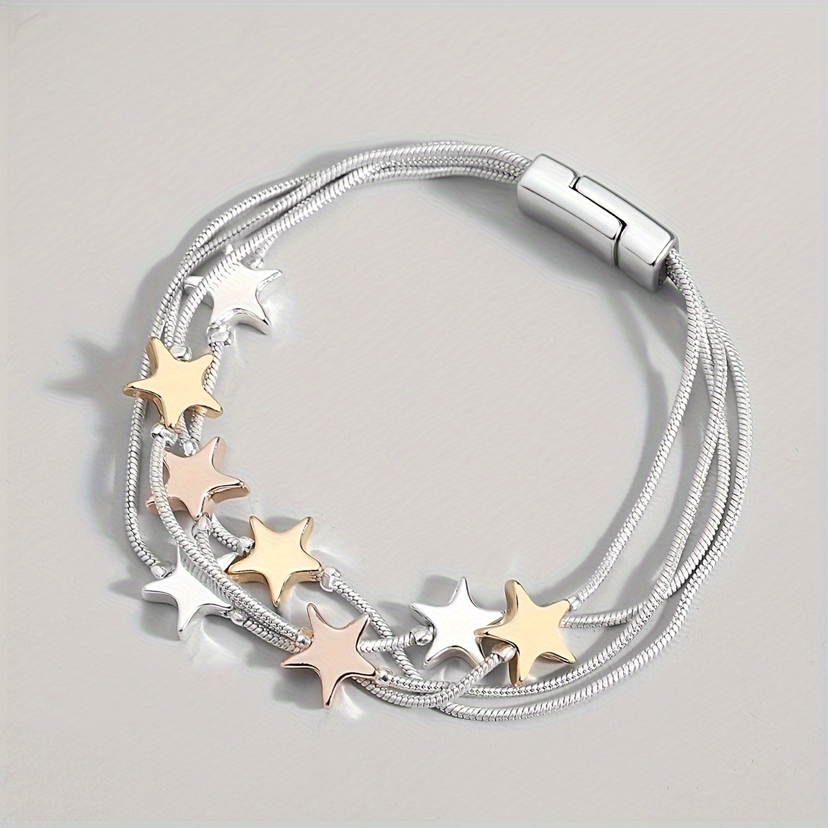 colorful star beaded bracelet with multi layer silvery chain perfect jewelry gift for parties events details 1