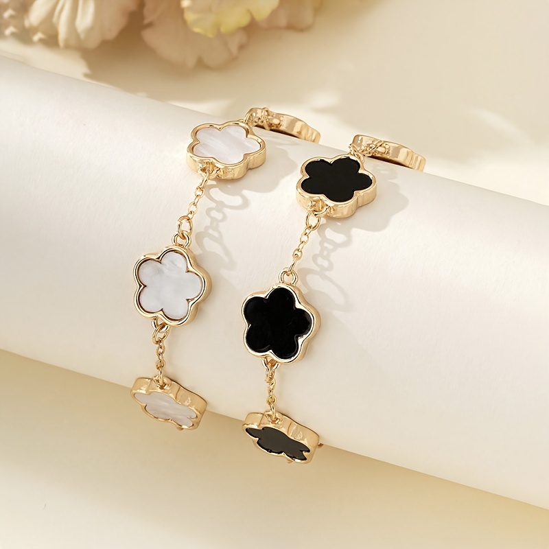 2 pcs set of exquisite lucky flower design bracelet alloy jewelry elegant leisure style for women daily dating hand decor details 1