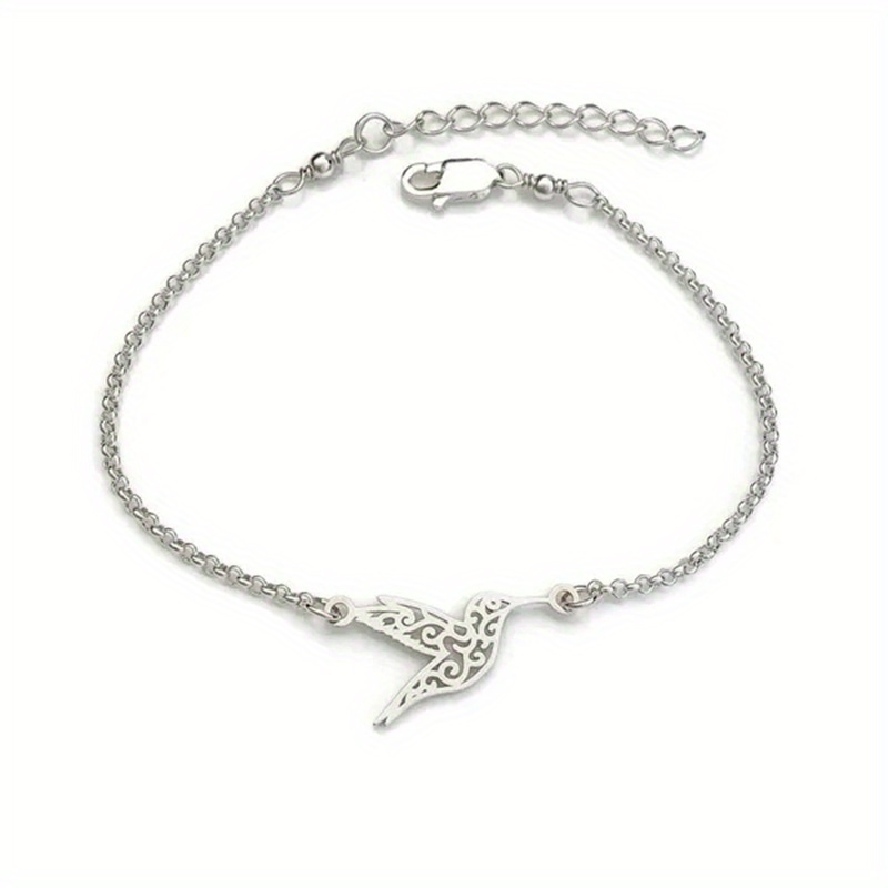 elegant stainless steel hummingbird bracelet chic unisex accessory for men women perfect for any occasion details 0