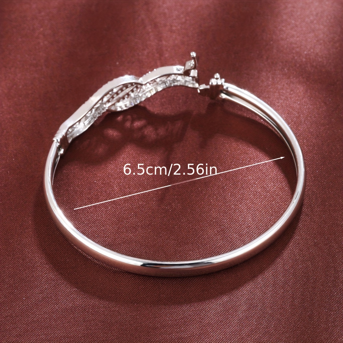 1pc vintage style 18k gold plated copper bangle bracelet inlaid shiny zircon   bangle details 4