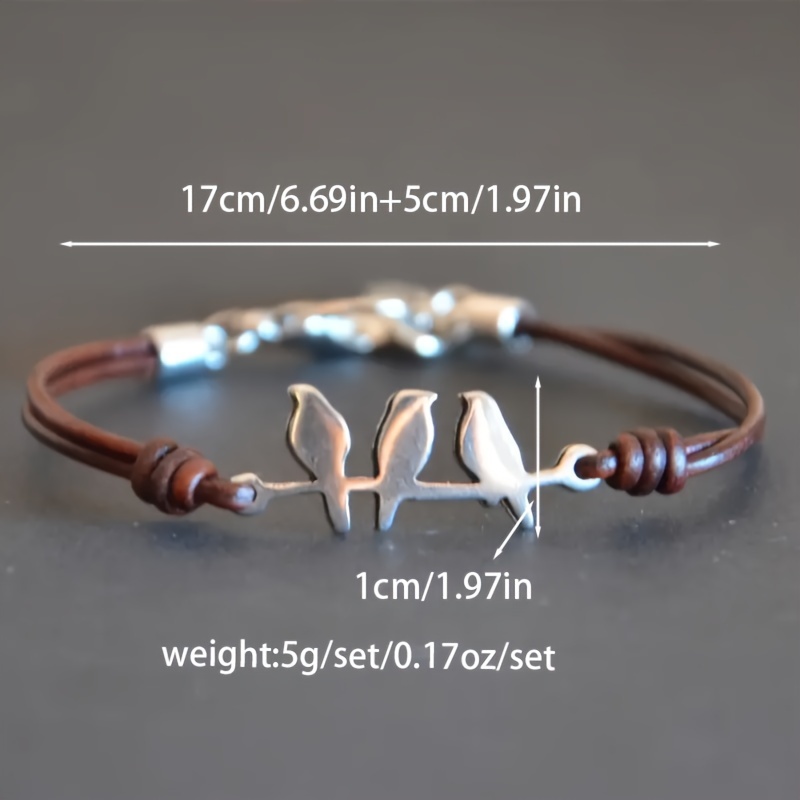 1 bracelet in the shape of literary and retro three   double layered leather rope and copper bracelet suitable for daily use as a birthday gift details 0