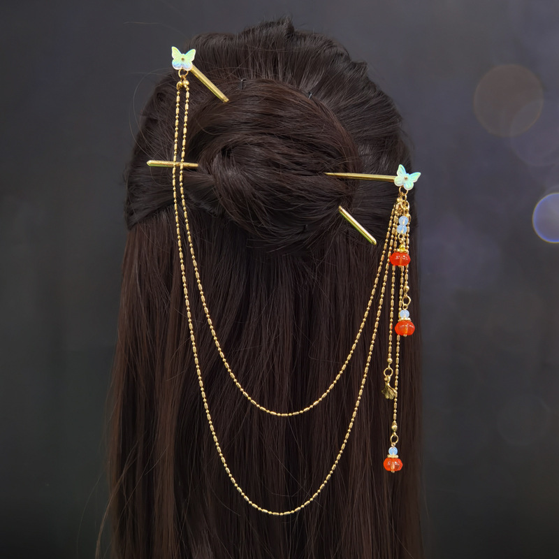 elegant vintage inspired hairpin with beaded tassel alloy oval shape for women and girls details 2