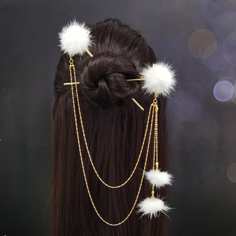 elegant vintage inspired hairpin with beaded tassel alloy oval shape for women and girls details 4