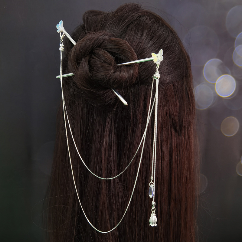 elegant vintage inspired hairpin with beaded tassel alloy oval shape for women and girls details 8