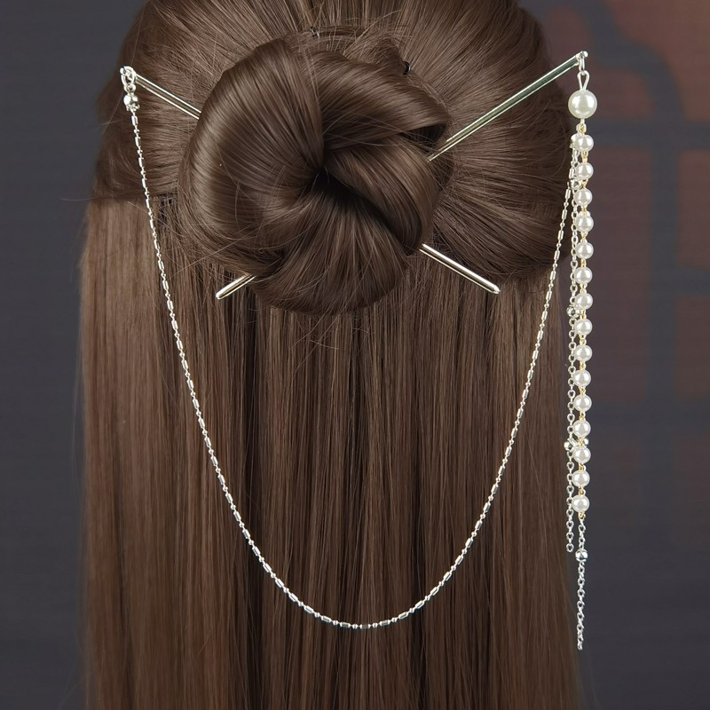 elegant vintage inspired hairpin with beaded tassel alloy oval shape for women and girls details 10