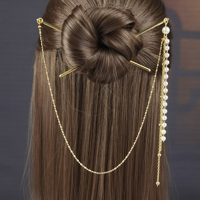 elegant vintage inspired hairpin with beaded tassel alloy oval shape for women and girls details 11