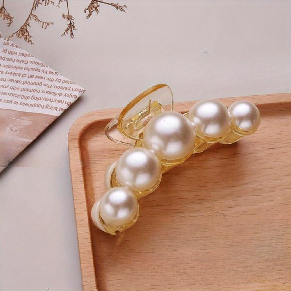 4pcs pearl hair clip small hair claw stick   chin clip anti slip fancy hair accessories thick thin hair birthday gift details 3