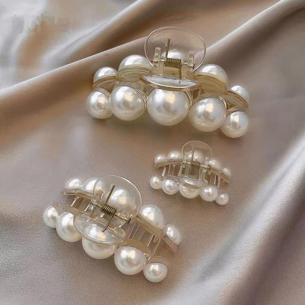 4pcs pearl hair clip small hair claw stick   chin clip anti slip fancy hair accessories thick thin hair birthday gift details 5