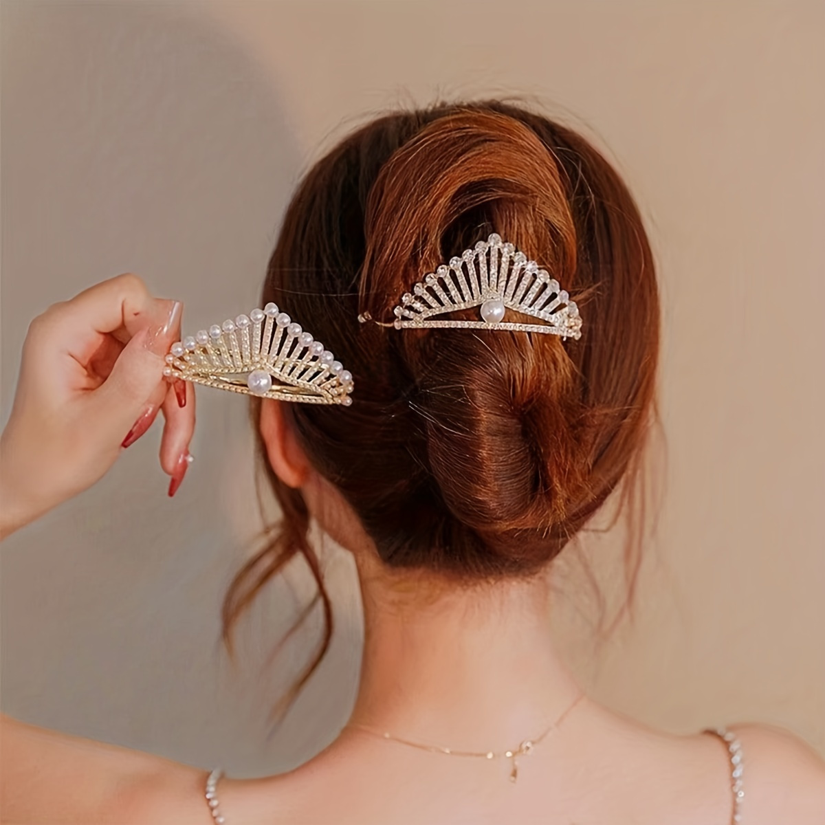 1 piece of elegant alloy crown hair clip with crystal details a unique and versatile accessory for women details 0