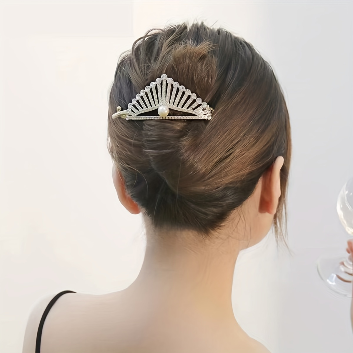 1 piece of elegant alloy crown hair clip with crystal details a unique and versatile accessory for women details 1