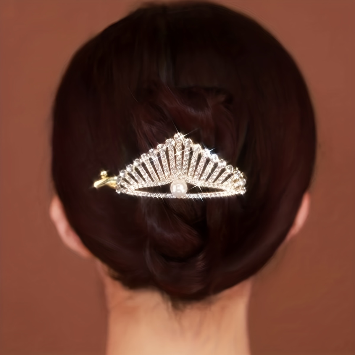 1 piece of elegant alloy crown hair clip with crystal details a unique and versatile accessory for women details 2