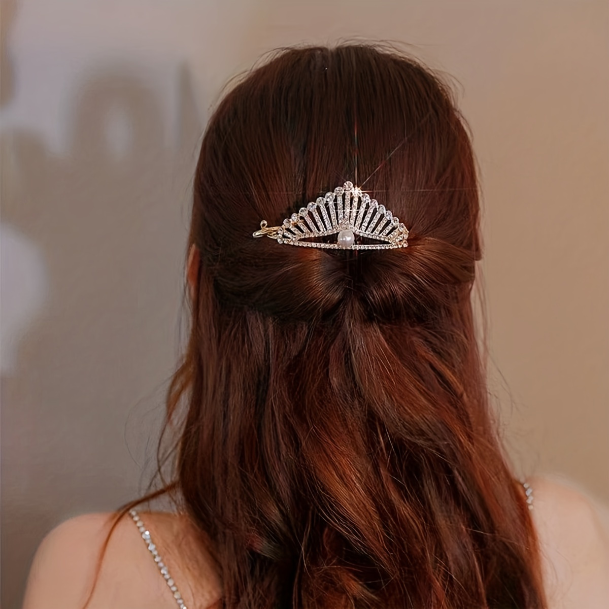 1 piece of elegant alloy crown hair clip with crystal details a unique and versatile accessory for women details 3