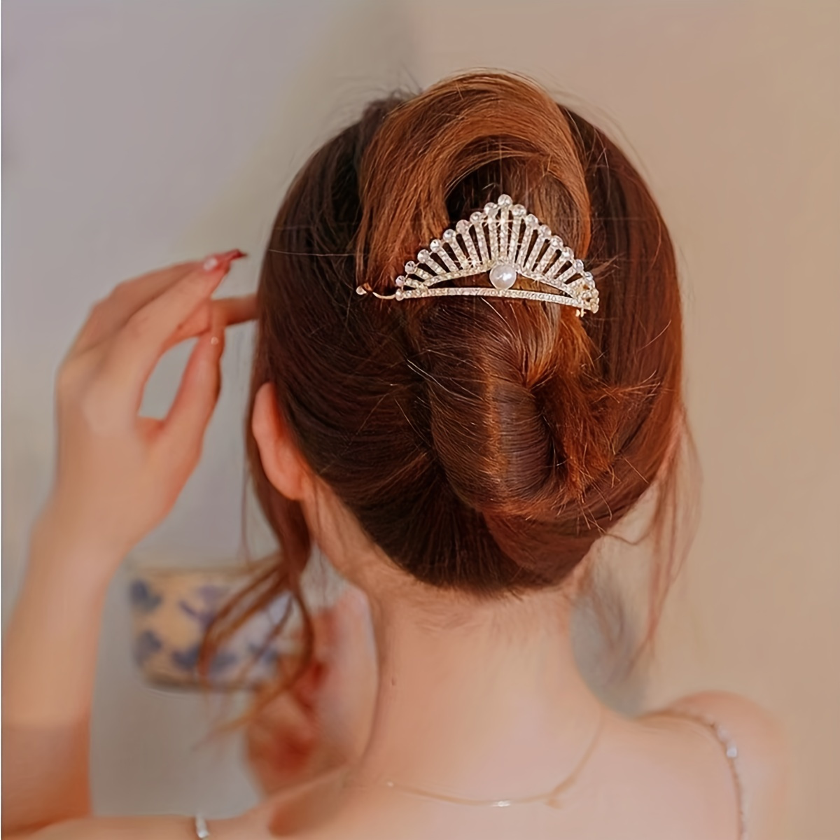 1 piece of elegant alloy crown hair clip with crystal details a unique and versatile accessory for women details 4