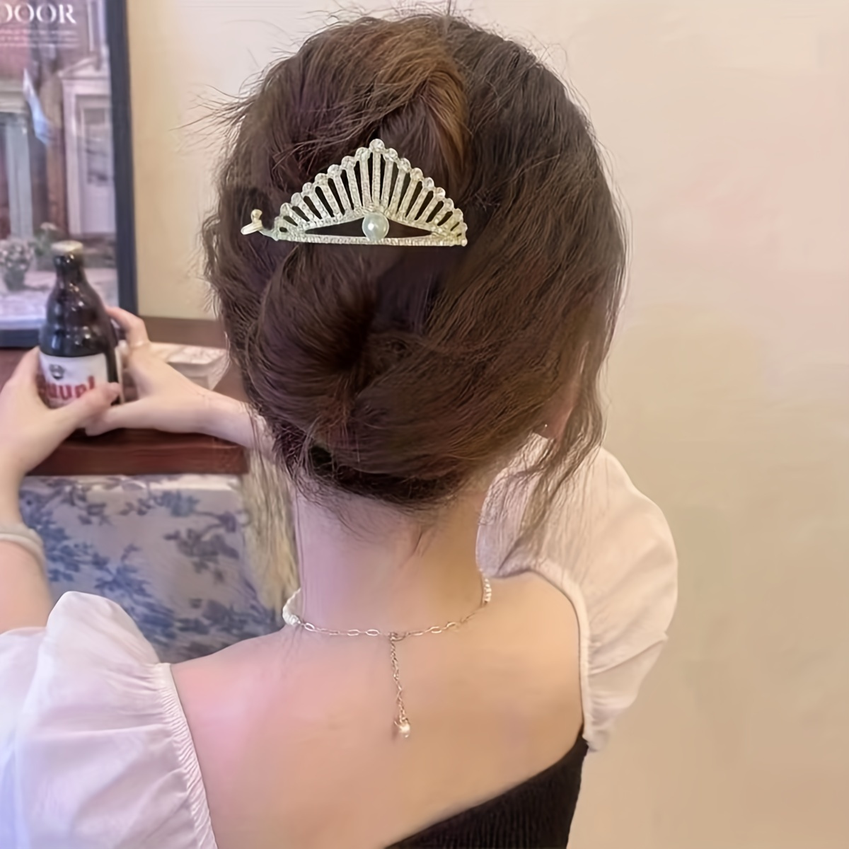 1 piece of elegant alloy crown hair clip with crystal details a unique and versatile accessory for women details 5